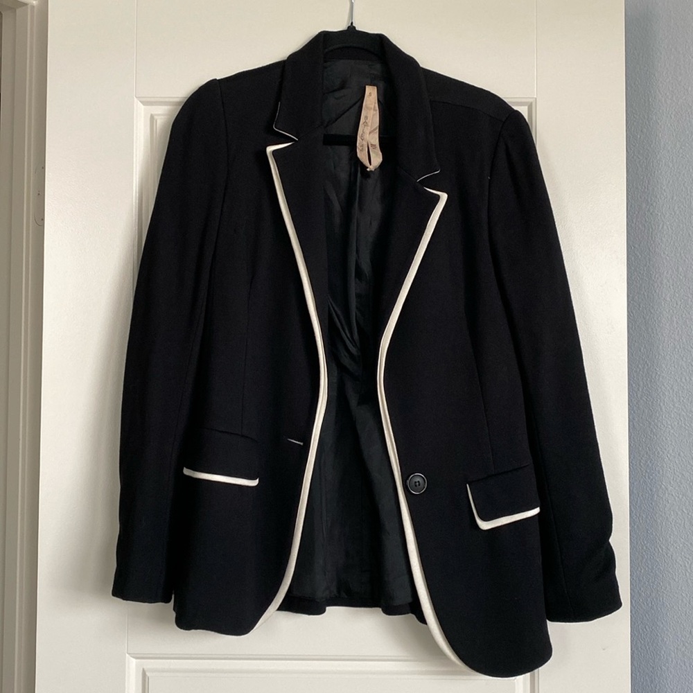 Classic Black Blazer with White Trim
